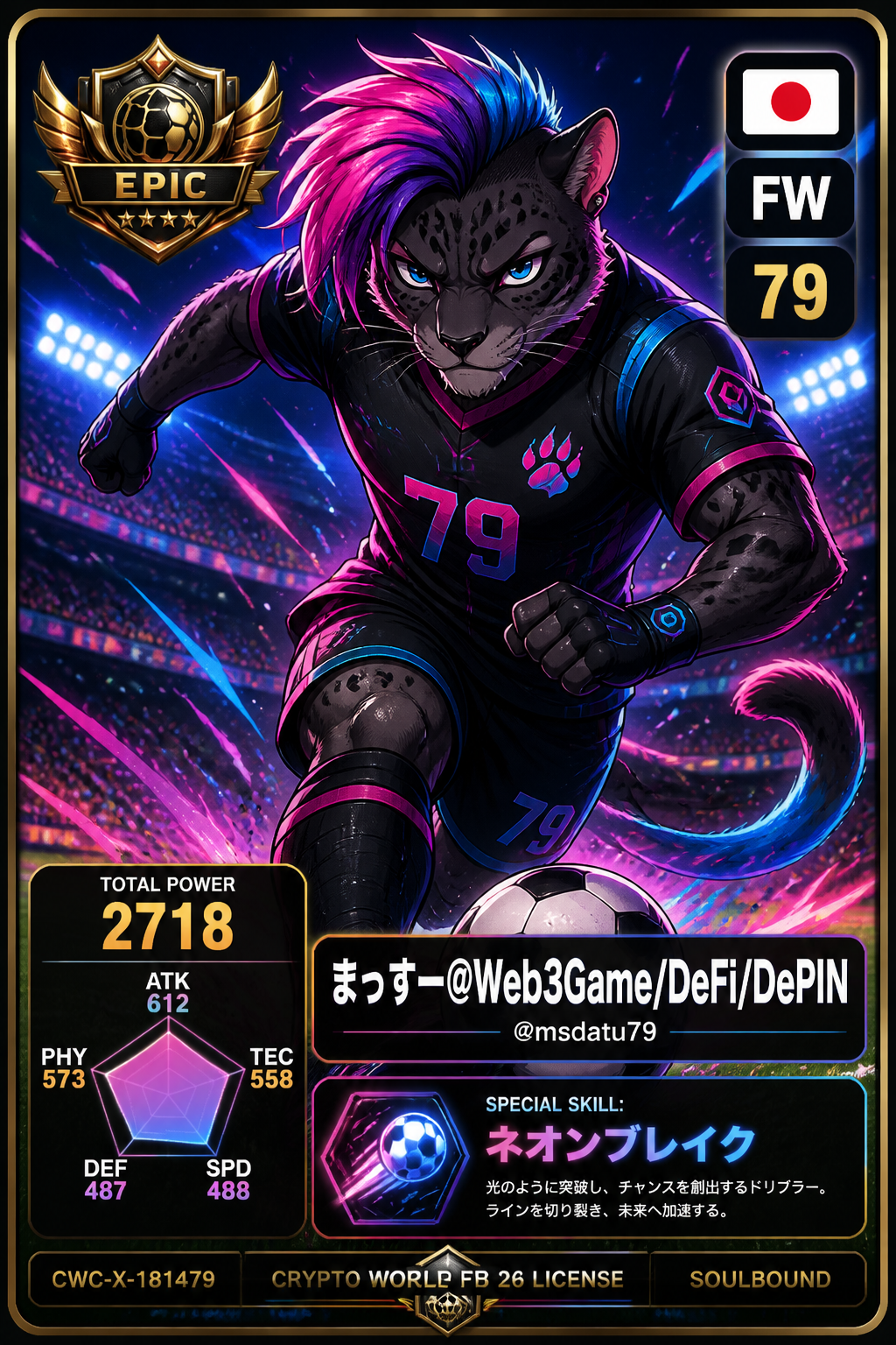 Crypto World FB 26 Licence NFT card