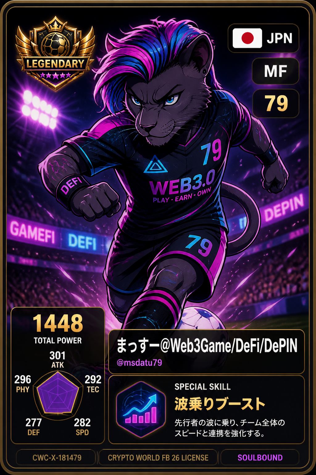 Crypto World FB 26 Licence NFT card