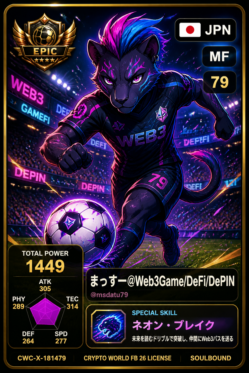 Crypto World FB 26 Licence NFT card