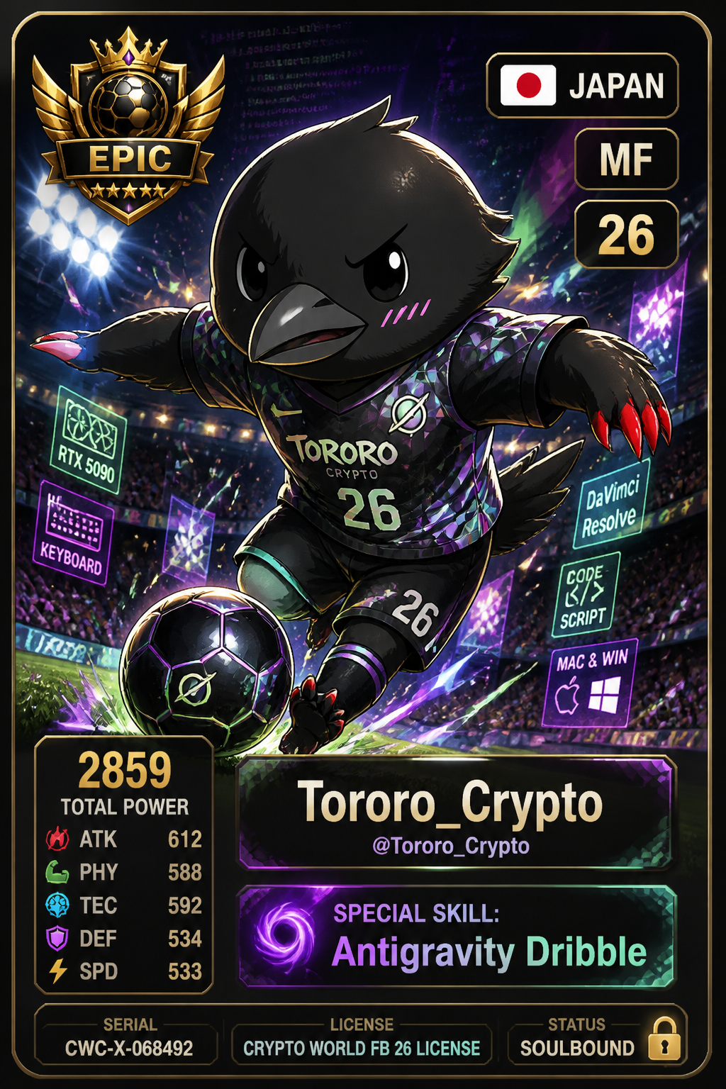 Crypto World FB 26 Licence NFT card